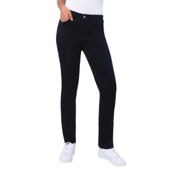 💙Santana Classic Straight Leg Jean Womens Size 12 Black Tummy Control Denim - Picture 1 of 12